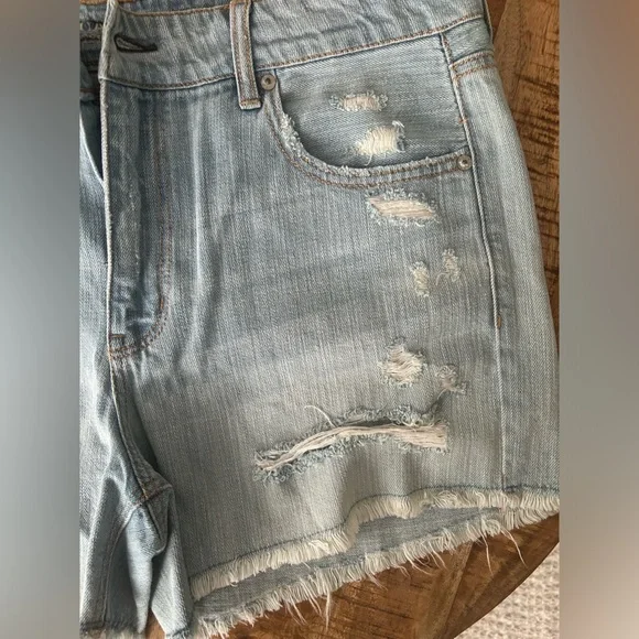 American Eagle Outfitters Blue Distressed Jean Shorts - Picture 5 of 6